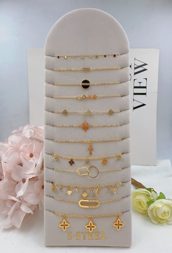 LOT DE 12 BRACELET EN ACIER INOXYDABLE